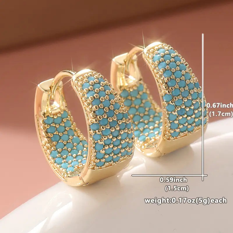 Golden-Tone Türkiz Beaded Karika Fülbevaló | Arany
