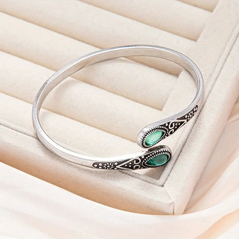 Ezüst Smaragd Vintage Bangle