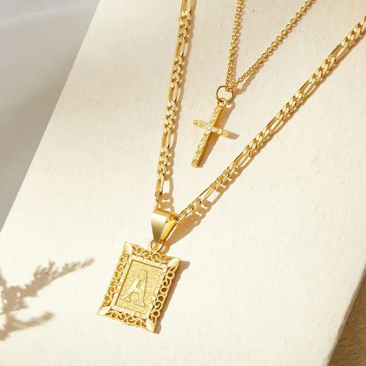 Cross Initial Nyaklánc Készlet | Arany