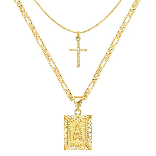 Cross Initial Nyaklánc Készlet | Arany