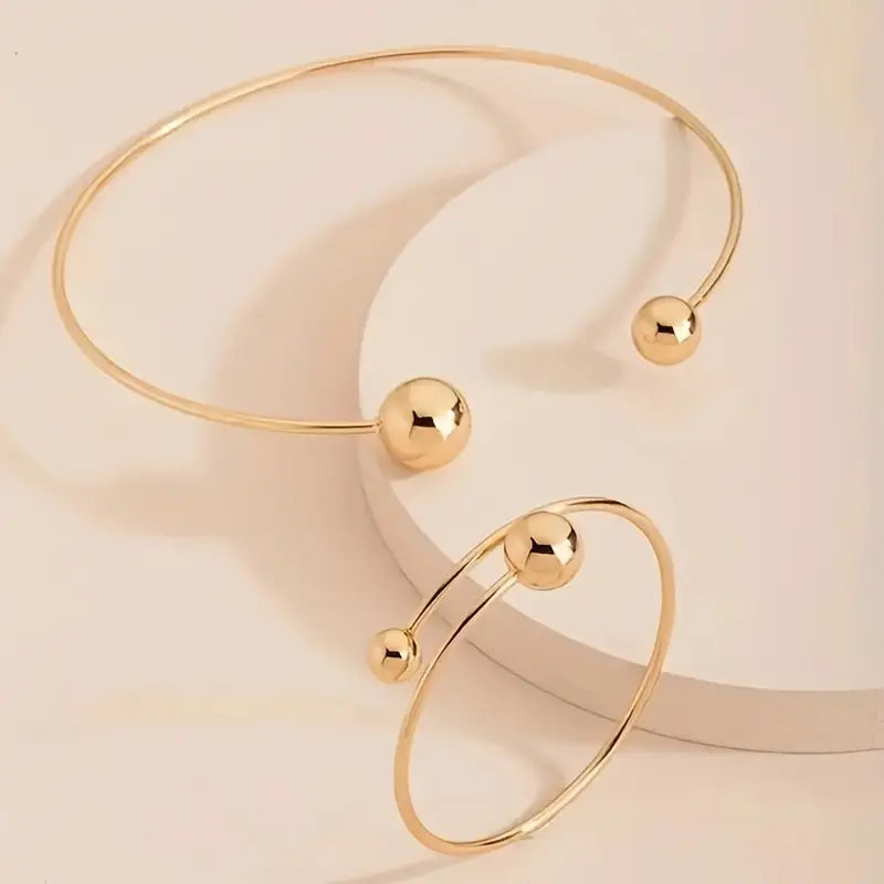 Minimalist Glow Collar & Cuff Karkötő Készlet | Arany