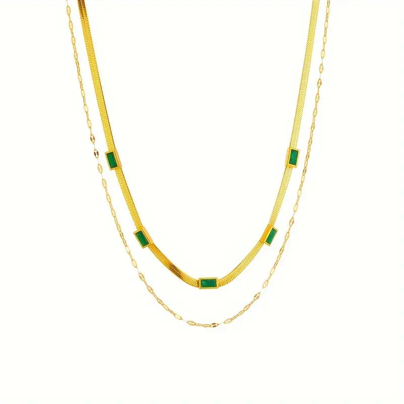 Sister Gem Double-Layer Retro Nyaklánc | Arany