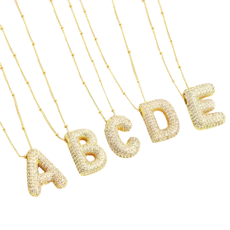 Bubble letter initial nyaklánc készlet | Arany