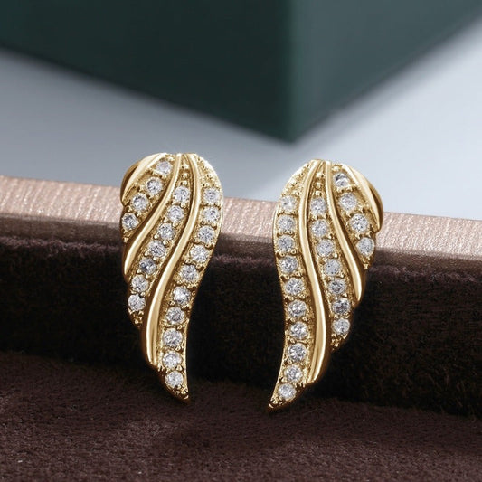 Modern Leaf Pave Fülbevaló | Arany