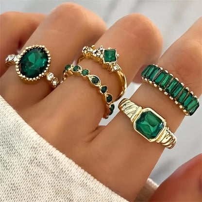 Zarina Exquisite Smaragd Gyűrű Készlet | Arany