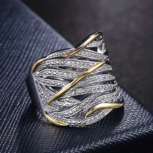 Ezüst and Arany Woven Band Gyűrű