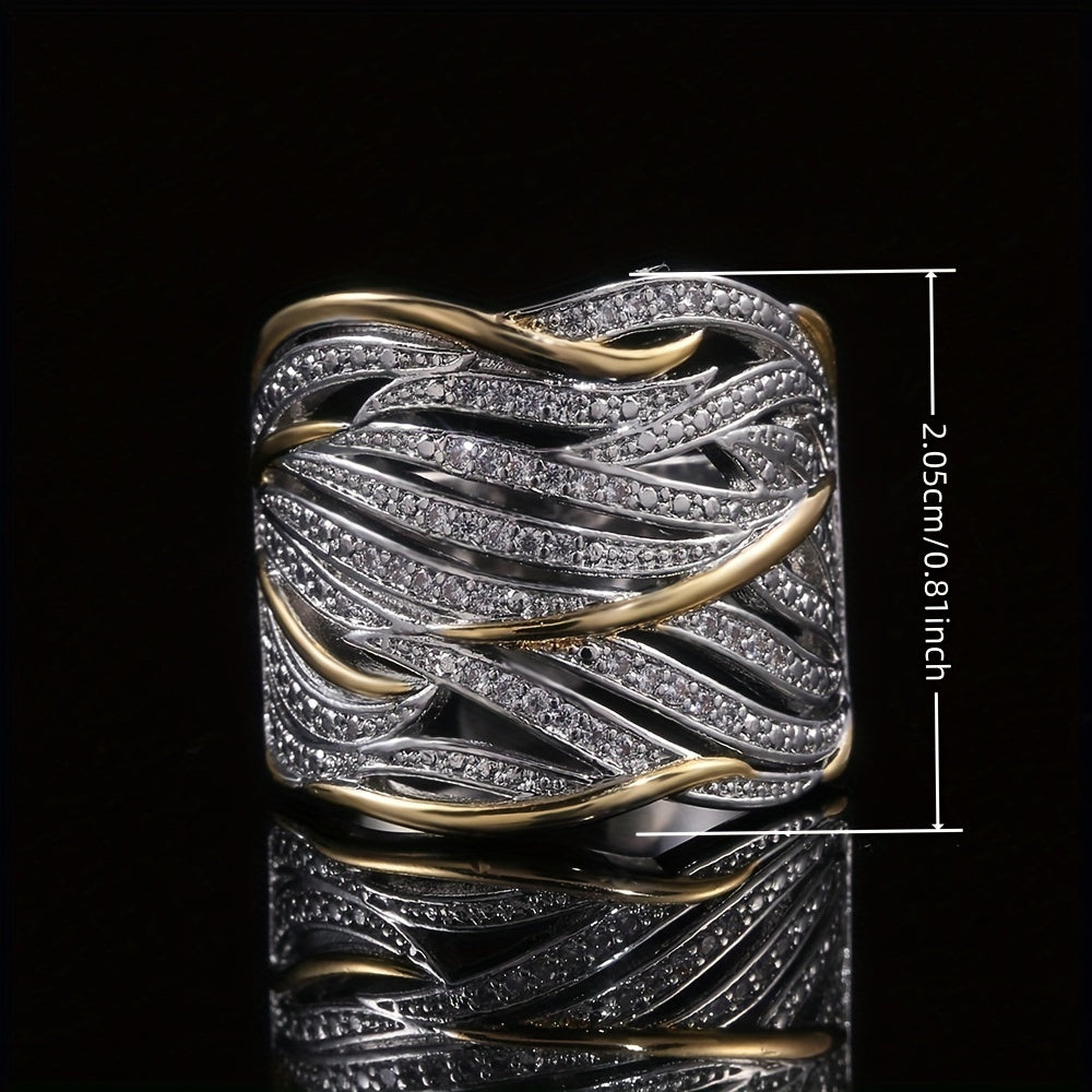 Ezüst and Arany Woven Band Gyűrű