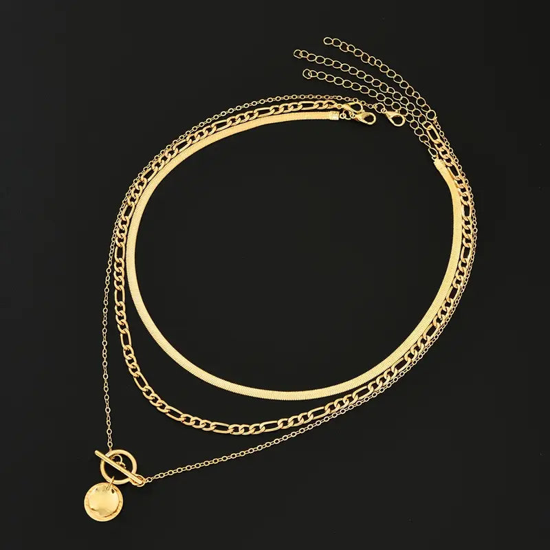 Savira Textured Coin Layered Nyaklánc | Arany