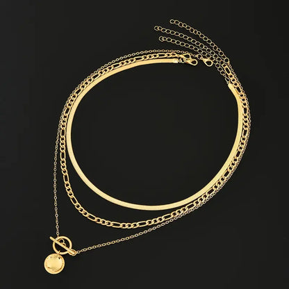 Savira Textured Coin Layered Nyaklánc | Arany