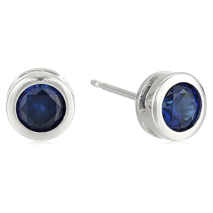 Zafír Bezel Bedugós Fülbevaló | Fehér Arany