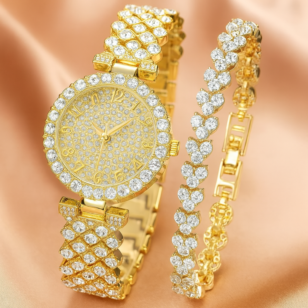 Luxe Radiance Arany Watch & Karkötő Készlet | Arany
