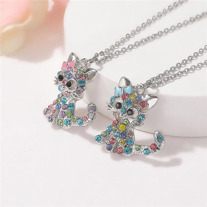 Ezüst Baby Kittens and Coloured Zirconia Nyaklánc