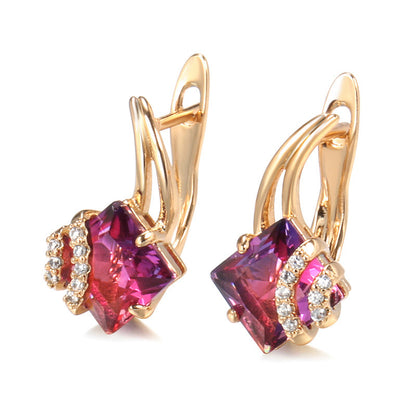 Crimson Square Kristály Fülbevaló | Rosegold