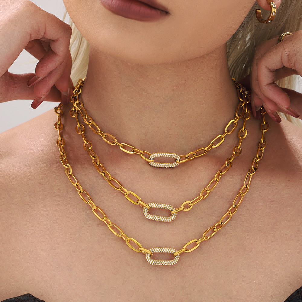 Paved Chunky Chain Link Ékszer Készlet | Arany