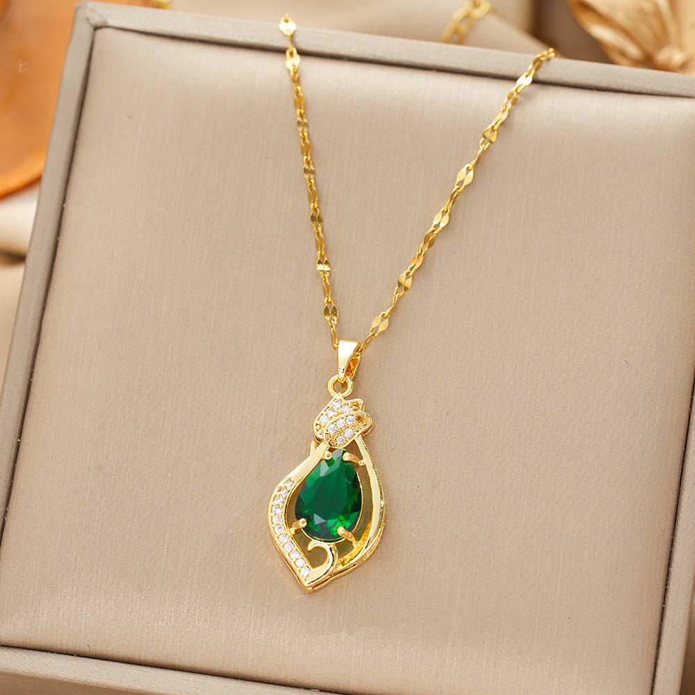 Arany Smaragd Teardrop Pendant Nyaklánc