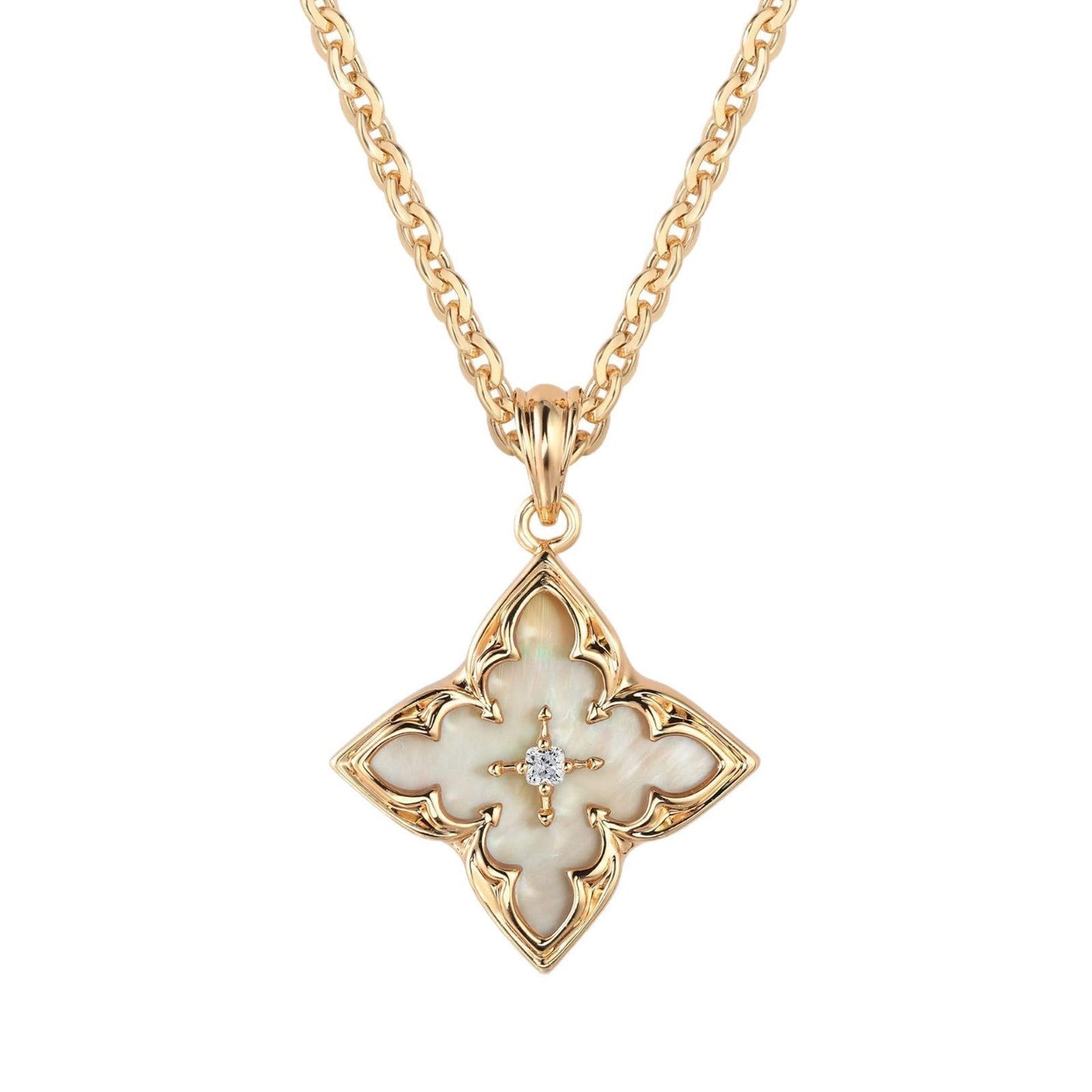 Fehér Clover Pendant Nyaklánc | Arany