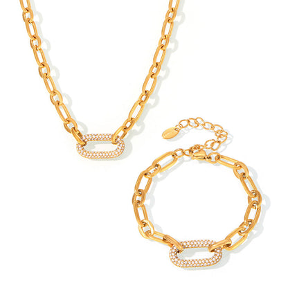 Paved Chunky Chain Link Ékszer Készlet | Arany