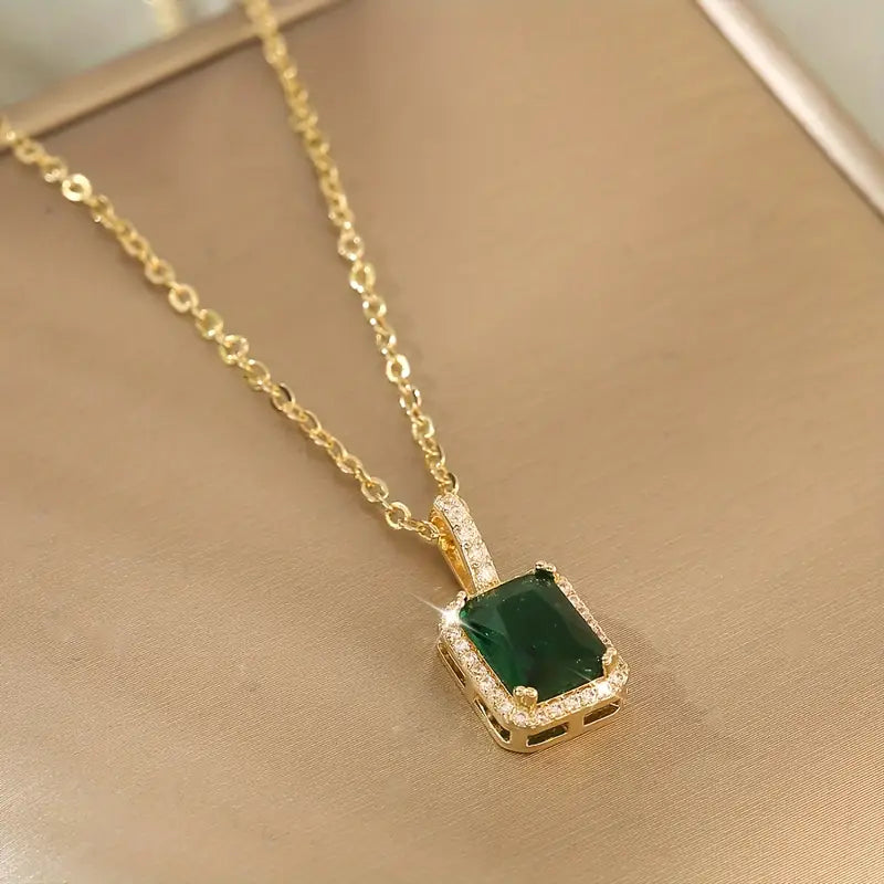 Arany Smaragd Rectangular Glória Nyaklánc