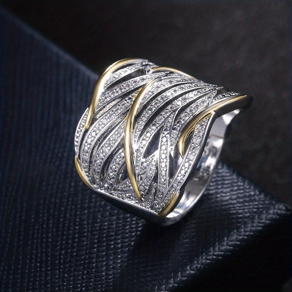 Ezüst and Arany Woven Band Gyűrű