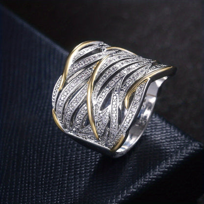 Ezüst and Arany Woven Band Gyűrű