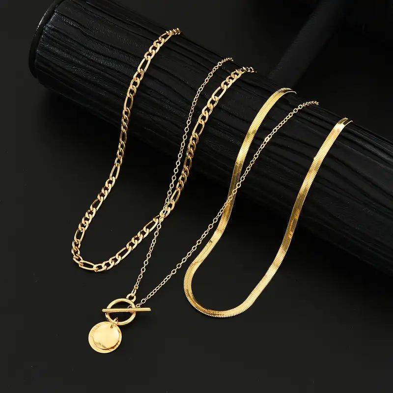 Savira Textured Coin Layered Nyaklánc | Arany