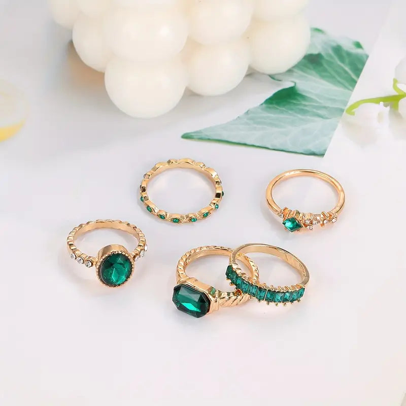 Zarina Exquisite Smaragd Gyűrű Készlet | Arany