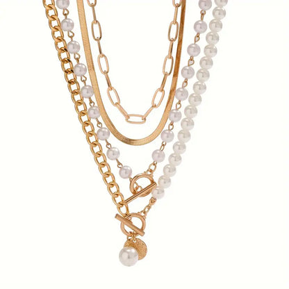 Vintage Gyöngy & Arany Snake Chain Nyaklánc Készlet | Arany