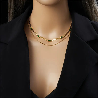 Sister Gem Double-Layer Retro Nyaklánc | Arany