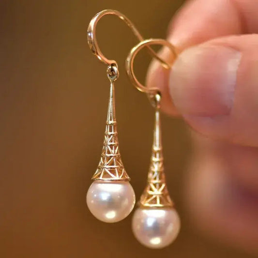 Arany Filigree Gyöngy Csüngő Fülbevaló