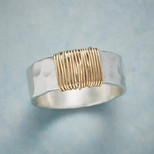 Ezüst and Arany Wire Wrapped Gyűrű
