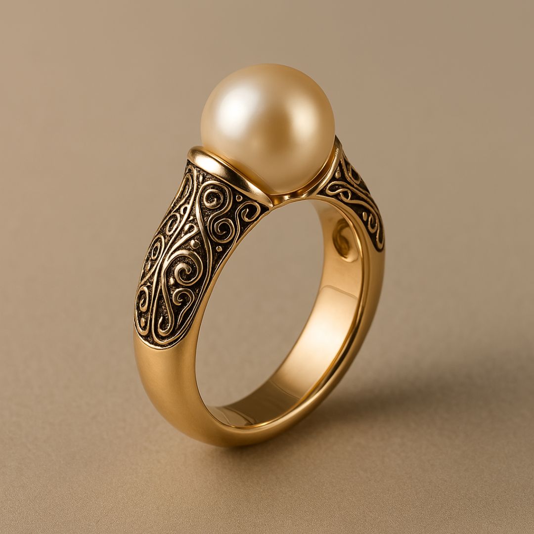Arany Filigree Gyöngy Gyűrű