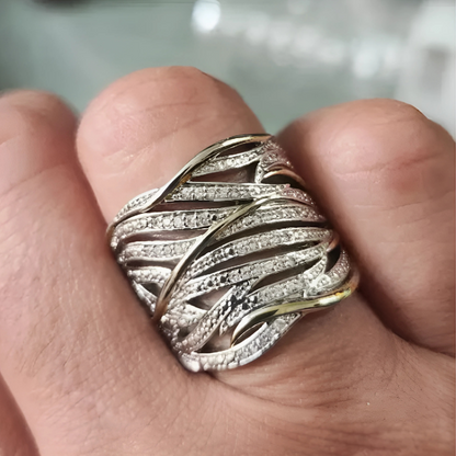 Ezüst and Arany Woven Band Gyűrű